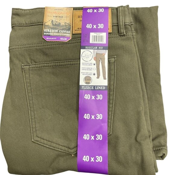 NEW Weatherproof Vintage Men's 40x30 Regular Fit Green Stretch Canvas Workwear - Picture 2 of 8